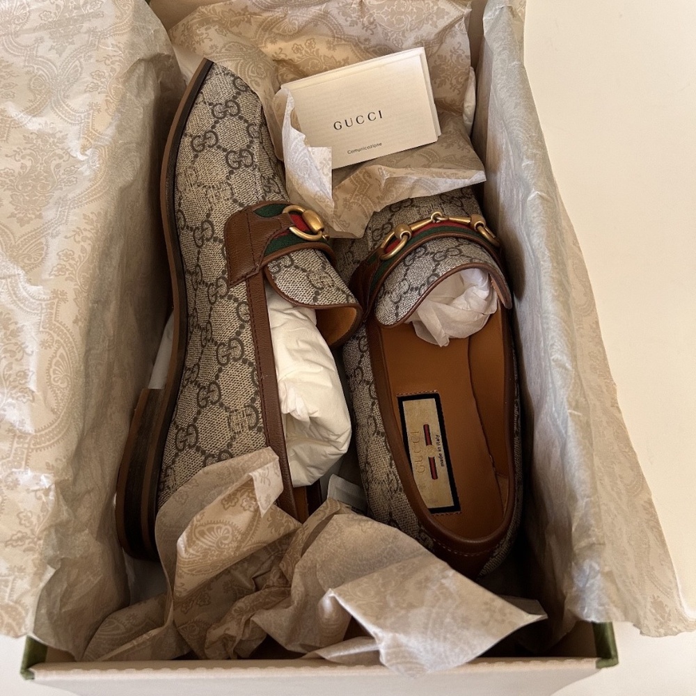 GUCCI Men's GG Supreme Horsebit Loafer Size 10 (US) Beige NIB 759648 FACIQ 9756 - Picture 10 of 11